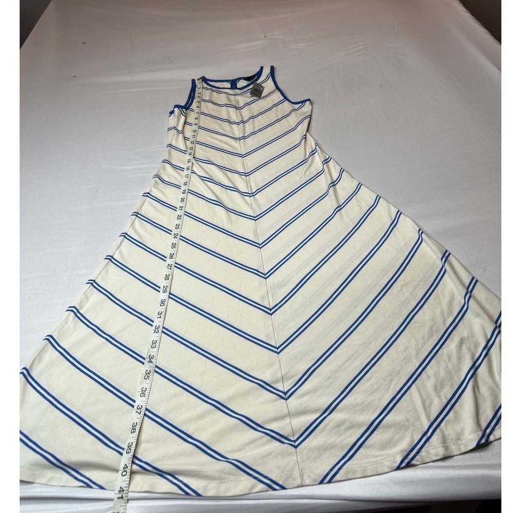 Ann Taylor Petite Blue White Chevron Stripe Sleeveless Maxi Dress XSP NWT